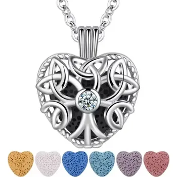 Náhrdelník Aroma difúzní náhrdelník Srdce se zirkonem lávové kameny