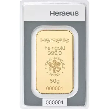 Heraeus - Zlatý slitek - 50 g