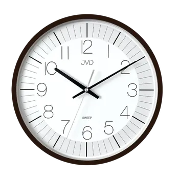Hodiny JVD Hnědé nástěnné tiché netikající hodiny JVD JVD HX8019.2 (hodiny s plynulým tichým chodem)