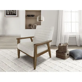 Křeslo Casarredo Čalouněné křeslo TIMI bílý beránek/ořech