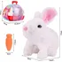 plyšák Plush Pet interaktivní plyšový králíček v přepravce 17 cm bílý