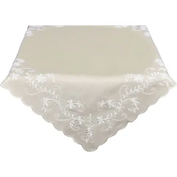ubrus Ubrus celoroční, Bílé květy na béžovém vyšívaný, bílo béžový