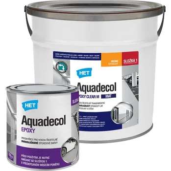 Lak na dřevo HET Aquadecol EPOXY CLEAR M 2K matný epoxidový bezbarvý lak na podlahy a stěny 4.0 kg (3.25 kg lak + 0.75 kg tvrdidlo) Matný