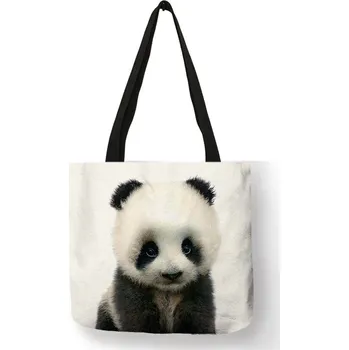 Velká plátěná taška na rameno zvířecí miminka-panda