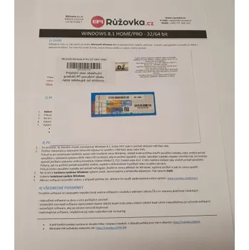 Operační systém Microsoft Windows 8 Pro CZ 32bit / 64bit, Software Certifikát pravosti MICROSOFT