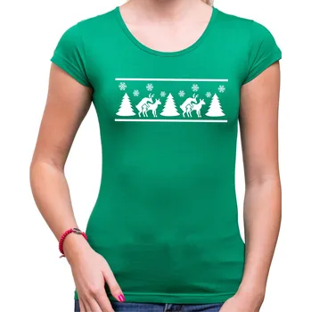 Pánské tričko Tričko vánoční sobi (vulgární), Barva látky zelená, Střih Dámsky, Velikost XL