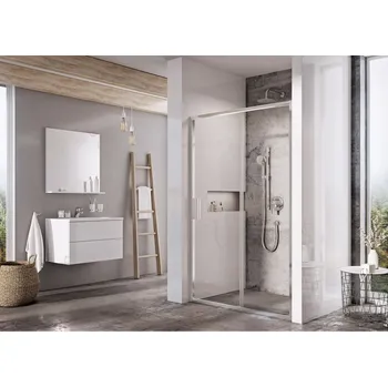 Sprchové dveře SET Ravak sprchové dveře posuvné Blix slim brigt alu, do niky 120 cm + vanička obdélník Gigant Pro Flat 120 x 80 cm, bez nohou, bílá