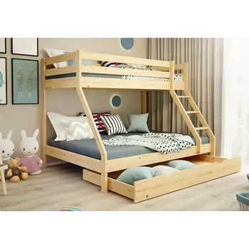 Dětská postel Patrová postel Denis natur s matracemi + rošty zdarma