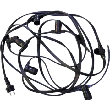 Vánoční dekorace City GB-058772 Gumový kabel 2x1,5mm2, černý, 9m/20 objímek