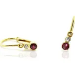 Diante Zlaté náušnice s červeným kamenem 31502523