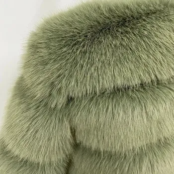 Dámský krátký kožíšek s výstřihem do V Barva: Tmavě Zelená, Velikost: 4XL