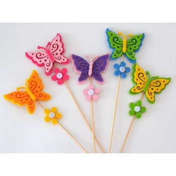 Zápich filcové dekorace - Motýl - MODRÝ