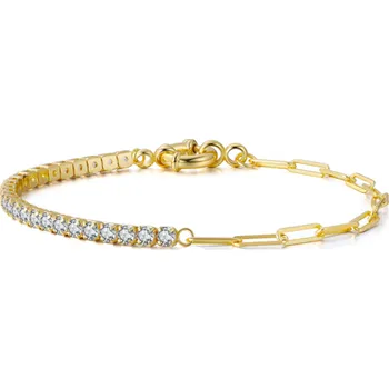 Náramek Zlacený stříbrný náramek se zirkony Bauwi