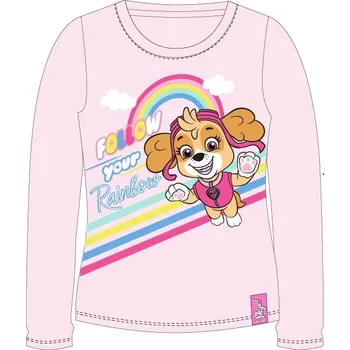 Dívčí tričko Tričko Tlapková Patrola Rainbow - růžové, vel. 104-128cm Velikost: 116cm