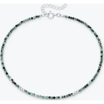 Řetízek Nákotník z afrického tyrkysu se stříbrnými korálky - Ag925