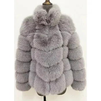 Dámský kožich Dámský prošívaný kožich bez kapuce Barva: Šedá, Velikost: S
