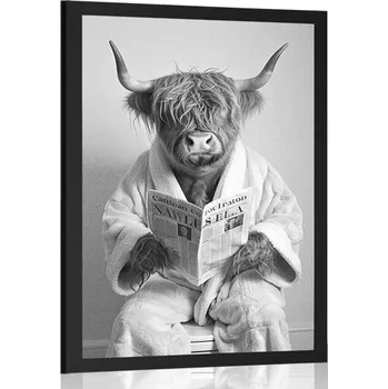 Plakát Dovido Plakát kráva s novinami na záchodě