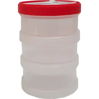 box plastový, šroubovací s víkem, 3 misky, O 95 x 130 mm (box plastový, šroubovací s víkem, 3 misky, O 95 x 130 mm)