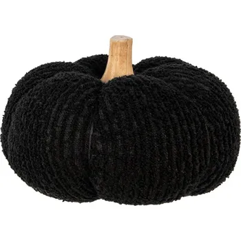Svícen Černá látková dekorační dýně z vlny Nanne L – 20x14 cm