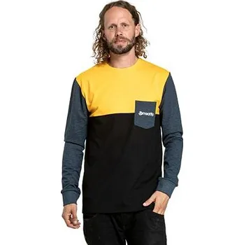 Meatfly pánské tričko s dlouhým rukávem Harvey Deep Yellow/Navy Heather | Žlutá | Velikost XXXL