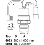 Teplotní spínač, větrák chladiče BorgWarner (Wahler) 6033.88