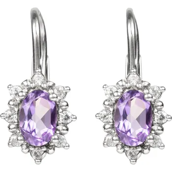 Náušnice Stříbrné náušnice kytičky ametyst Amalia