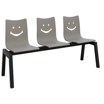 SMILE 3, dřevěná lavice do čekárny, 3-sedák, šedá, kostra černá