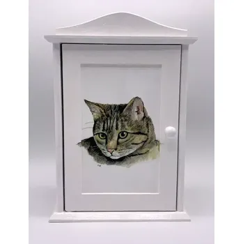 Skříňka na klíč Skříňka na klíče Mourovatá kočka (Věšáčky na klíče, klíčenky s kočkou)