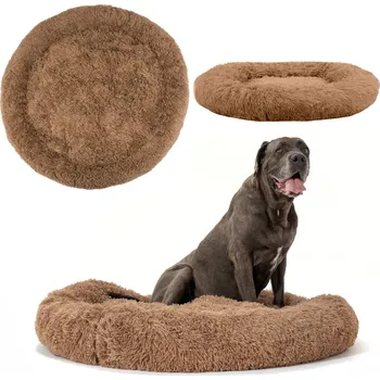 Pelíšek pro psa Kulatý pelíšek pro psy a kočky Plush vel. XL 120 cm hnědý