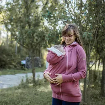 Těhotenská mikina Shara Moderní nosící mikina, více barev Barva: pudrová/růže na pudrové, Velikost: S