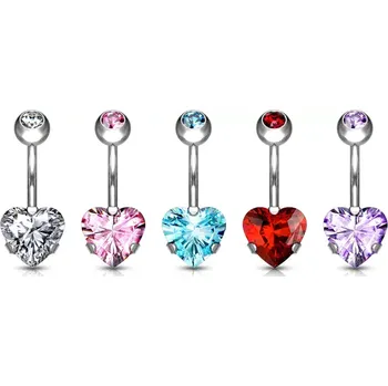 Piercing Spikes USA – piercing do pupíku srdce – G23 – titan – 1,6 x 10 mm