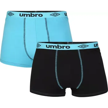 Boxerky 2 Pack Pánské boxerky Umbro UM2411 - černotyrkysové XXL