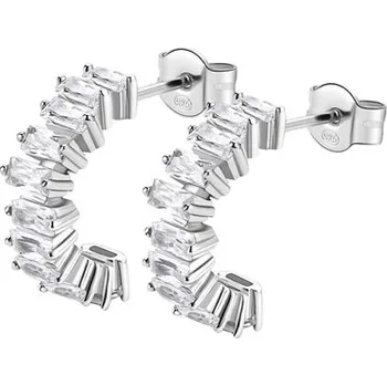 Šperk Stříbrné náušnice půlkroužky Brosway Fancy Infinite White FIW14 pár + dárek zdarma