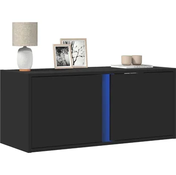 Televizní stolek vidaXL Nástěnná TV skříňka s LED osvětlením 80 x 31 x 35 cm [852257] Barva: Černá
