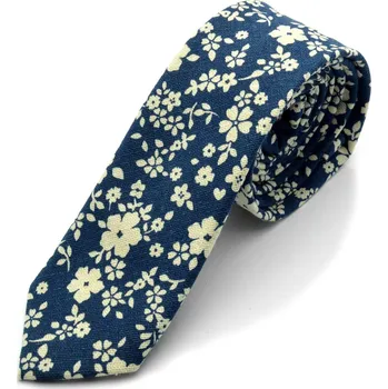 Kravata Modro-bílá květinová kravata, Úzké kravaty - Tailor Toki