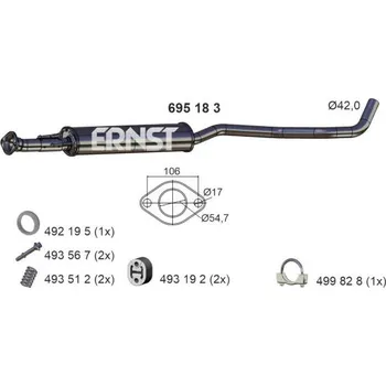 Tlumič výfuku Stredni tlumic vyfuku ERNST 695183