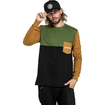 Meatfly pánské tričko s dlouhým rukávem Harvey Olive/Gold Brown | Hnědá | Velikost S | 100% bavlna