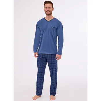 Pánské pyžamo Cornette pyžamo pánské 122/261 Clark - modrá, XL (Pánské bavlněné pyžamo s dlouhým rukávem Cornette)