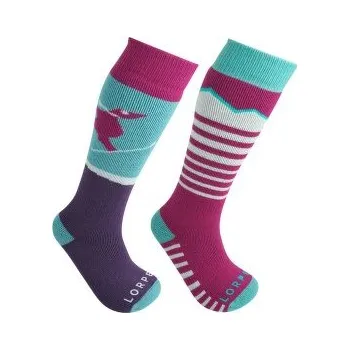 Dětské termo ponožky Lorpen T1 MERINO KIDS SKI 2PACK ECO 2336 BERRY fialová 23-26 EU