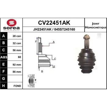 Autodíl Sada kloubů, hnací hřídel EAI CV22451AK