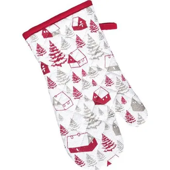 Chňapka SCANquilt chňapka RUKAVICE TRIO domky šedočervená 18 x 32 cm