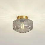 Lindby stropní světlo Hildur, kouřově šedé, sklo, Ø 22 cm - Stínidlo na lampu - Ø 12 cm, výška 2,5 cm; výška stínidla 12 cm kouřově šedá, mosazná 1 x 15 W LED