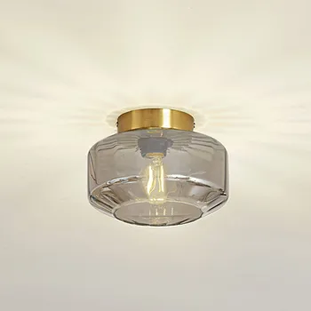 Lindby stropní světlo Hildur, kouřově šedé, sklo, Ø 22 cm - Stínidlo na lampu - Ø 12 cm, výška 2,5 cm; výška stínidla 12 cm kouřově šedá, mosazná 1 x 15 W LED - Doprava zdarma