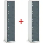 Šatní skříňka S3 pětidveřová 1+1 ZDARMA, demont, cylindrický zámek, šedá/tmavěšedá