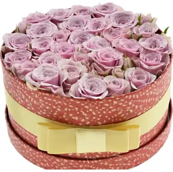 umělá květina Krabička růží LEILA červená 18x8cm