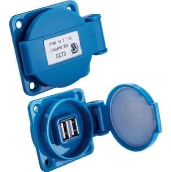 Elektrická zásuvka zásuvka vestavná 2xUSB 2,1A modrá IP44 D255R