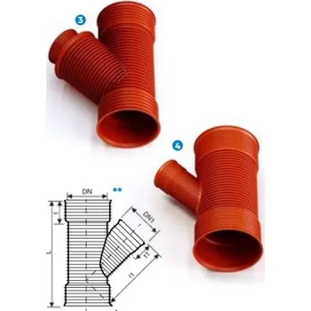 Kanalizační potrubí Elmo-Plast Odbočka na potrubí UREA/UR DN 300/200/45° 05324CZ