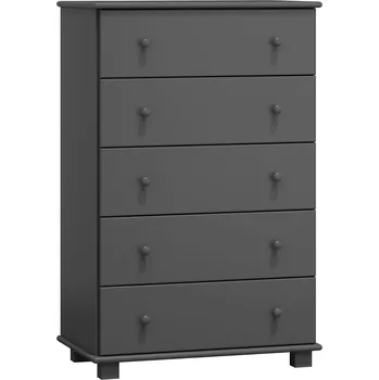 Komoda Slevadoma Komoda masiv borovice se zásuvkami 5 VLADAN Barva: Barva šedá, Hloubka: 47 cm, Šířka: 100 cm