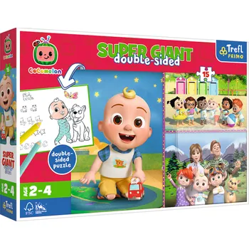 Puzzle Trefl Puzzle 15 GIANT - Cocomelon, Veselý den s přáteli / Cocomelon