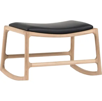 Taburet Gazzda Černá kožená podnožka Dedo 62 x 46 cm